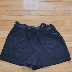eesome Black High-Waist Paperbag Tie Shorts